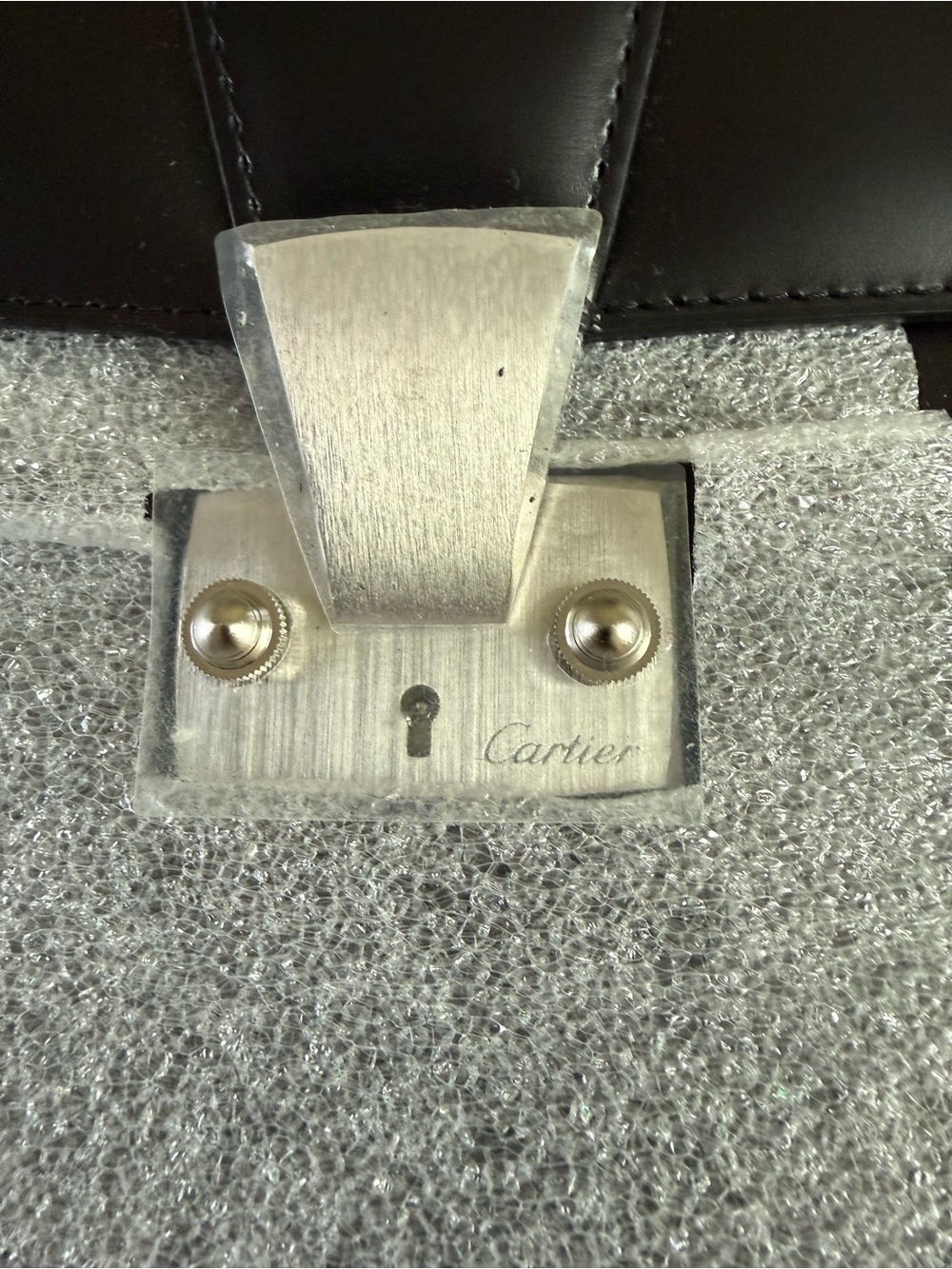 Cartier Brushed Silver Hardware Plate with Keyhole